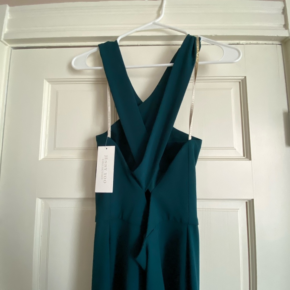 Jenny Yoo Kayleigh Cross Front Crepe Knit Gown